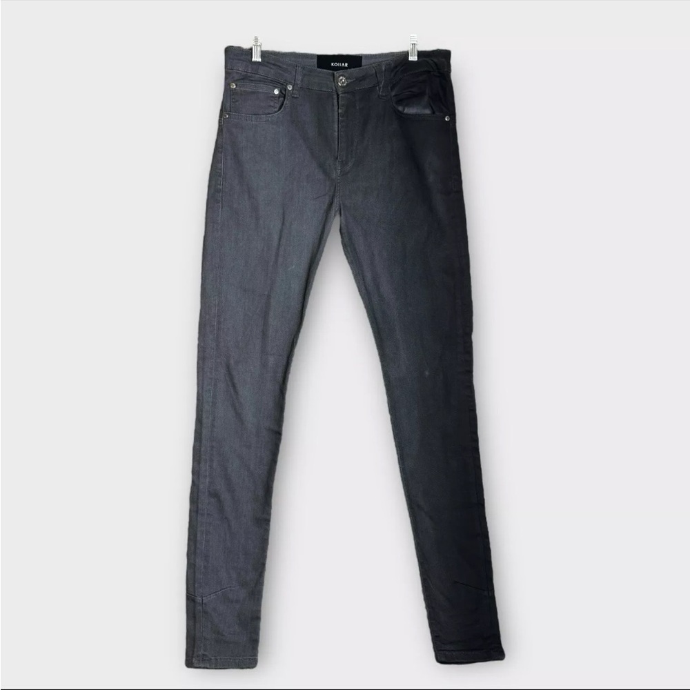 Kollar Jeans Mens 34 33x33 Gray Black Gradient Coated 203 Skinnies Punk Rockstar